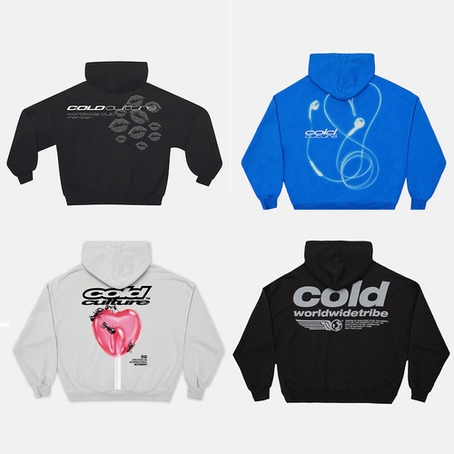 26FW 新款COLD男女同款情侣全棉毛圈情侣款卫衣跨境长袖上衣外套