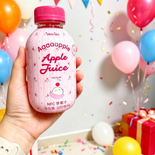 Aaaaapple0蔗糖NFC鲜榨苹果汁饮料清爽解渴饮品300ml*6瓶整箱