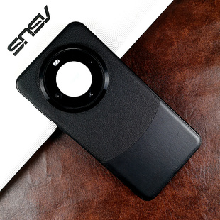 适用华为mate60pro手机壳真皮皮套新款防摔mate60保护套拼接皮套mate60pro+外壳素皮皮质高级感高档商务男款