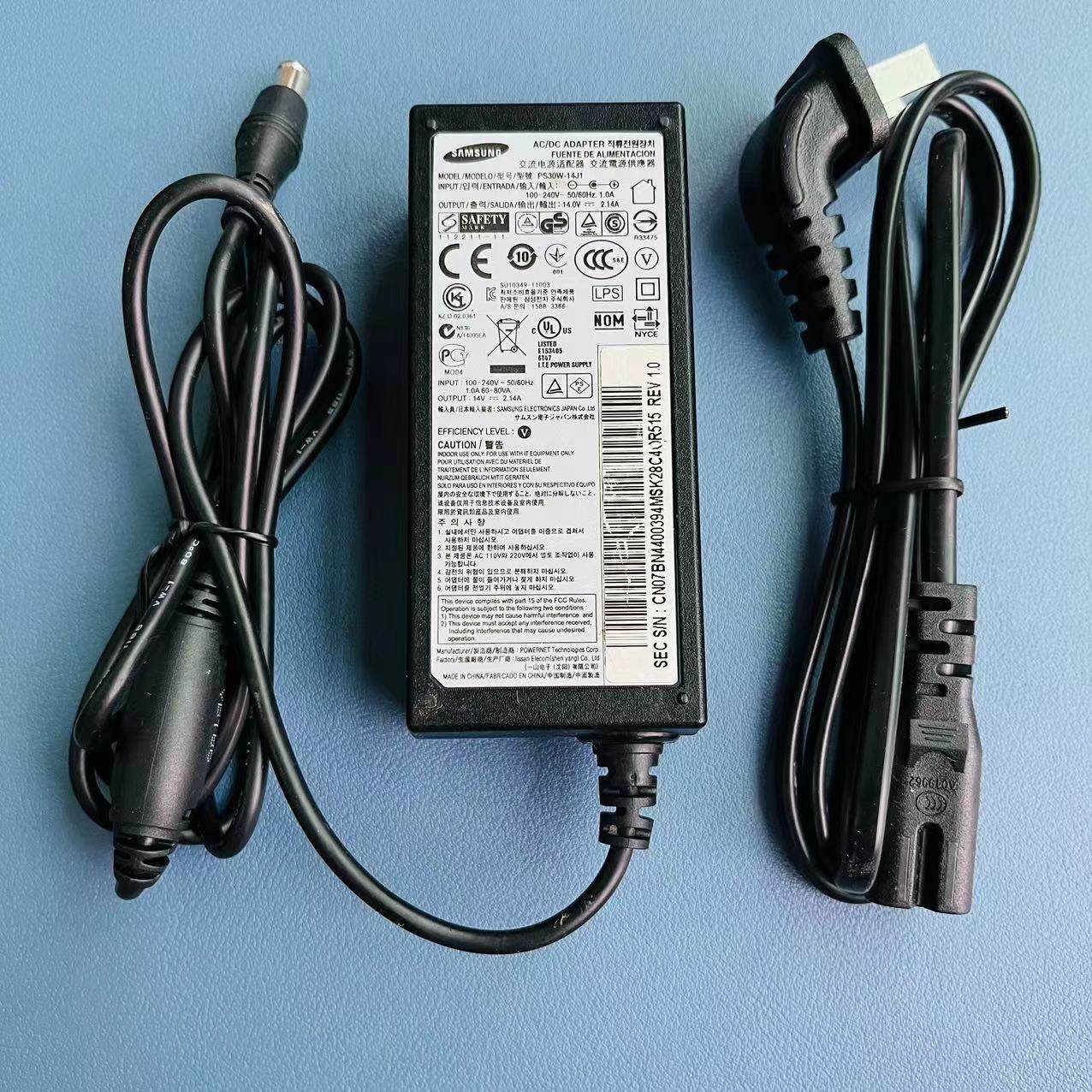 库存三星原装14v2.14a电脑液晶显示器电源适配器30W供电器电源线