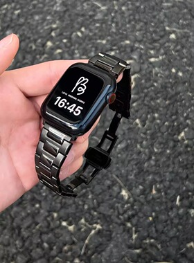 方块蝴蝶扣腕带适用iWatch10/9/8代ultra2手表表带AppleWatch男女