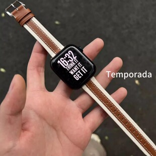 皮质修身简约适用iWatch10/9/8代ultra2手表表带AppleWatch男女
