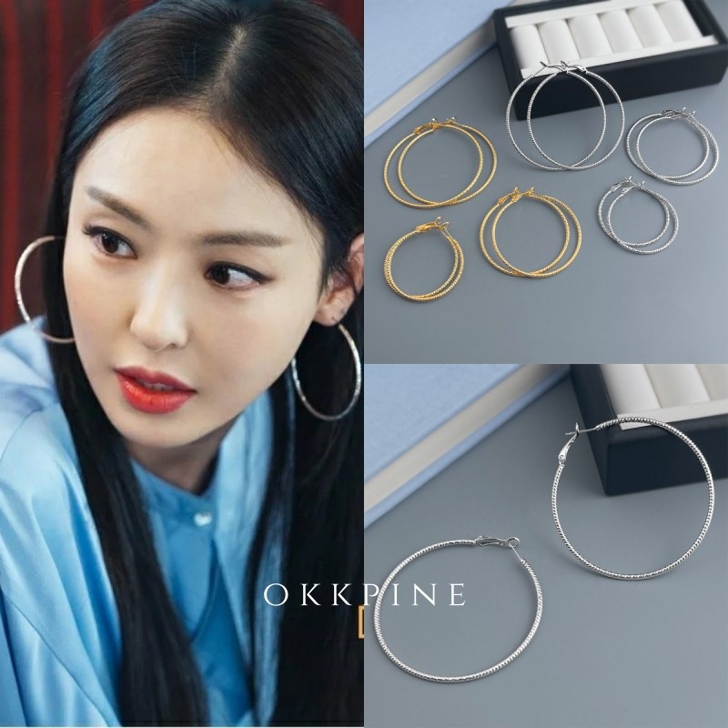 okk pine 时尚大耳圈~简约冷淡风圆圈银针耳饰韩剧李多喜同款耳环