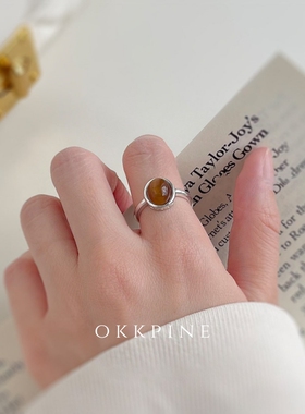 okk pine 复古树脂鹅蛋形戒指开口指环食指戒轧戏卢昱晓同款戒指
