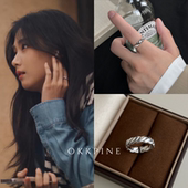 韩系冷淡风素圈麻花开口指环女轧戏胡羞卢昱晓同款 okk pine 戒指