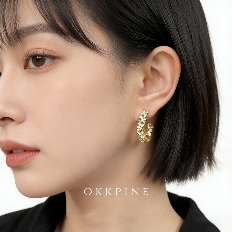 okk pine 蝴蝶藤蔓~田园风森系小清新珐琅滴釉耳饰时尚气质款耳环,饰品/流行首饰/时尚饰品新,耳环,淘宝优惠券,粉丝福利购,淘宝优惠卷