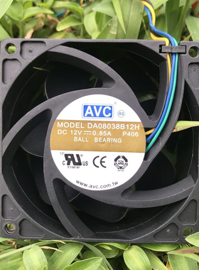 原装AVC DA08038B12H 8038 12V 0.85A 8CM 双滚珠 4线PWM温控风扇