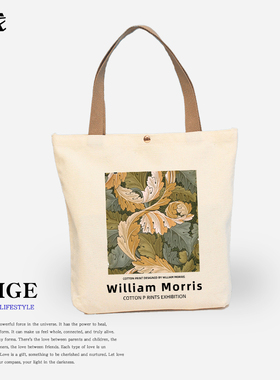 复古帆布包学生帆布袋子装书袋上班便携手提袋文创威廉莫里斯油画