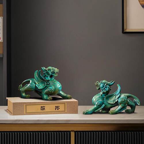 郑家匠招财镇宅一对铜貔貅桌面摆件家居办公装饰品公司开业礼品