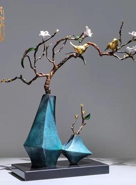 郑家匠黄铜鸟语花香摆件