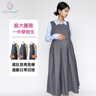 孕晚期通勤风孕妇装 孕妇工作服连衣裙银行工装 灰色电信上班职业装