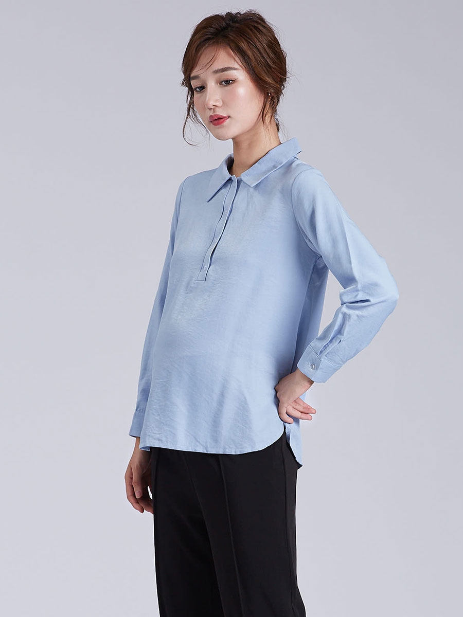 임부복 흰색 셔츠 루즈한 A라인 커버 복부 임신을 위한 대형 긴팔 전문 복장 업무용으로 착용 가능 수유에 적합