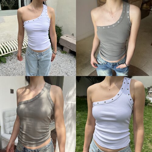 TheDINA夏季斜肩修身吊带女