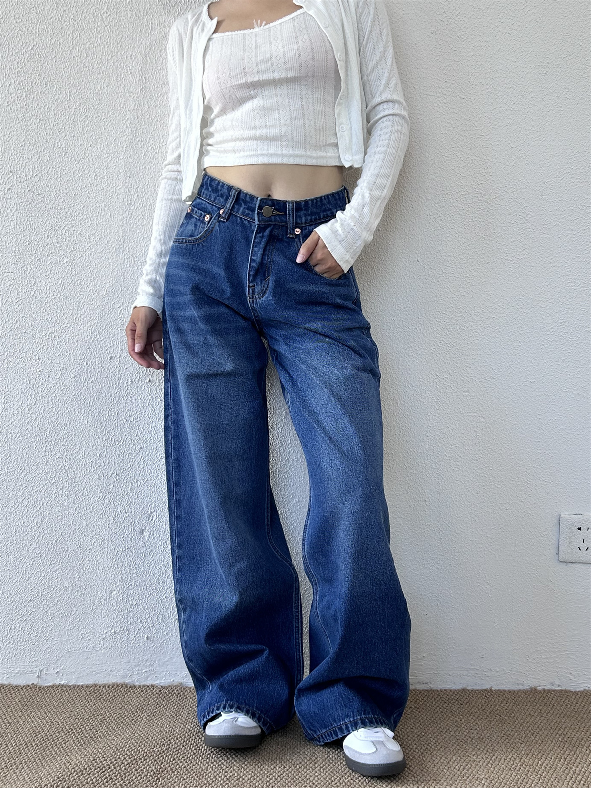 TheDINA2025秋新款高腰显瘦直筒宽松小个子拖地裤高街潮牛仔裤女