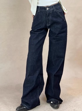 TheDINA|2025秋冬新款复古原色中腰弹力修身显瘦直筒牛仔裤女