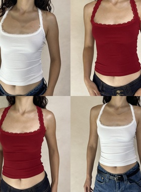 TheDINA|2025秋季新款蕾丝花边纯欲辣妹露背内搭短上衣吊带背心女