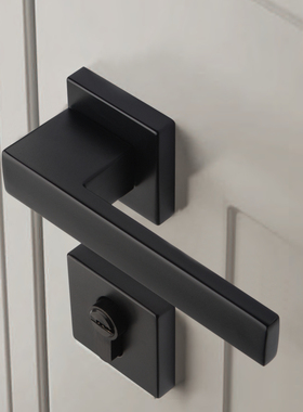 pollard博拉德 室内静音现代简约门锁黑灰色磁吸卧室卫生间门把手