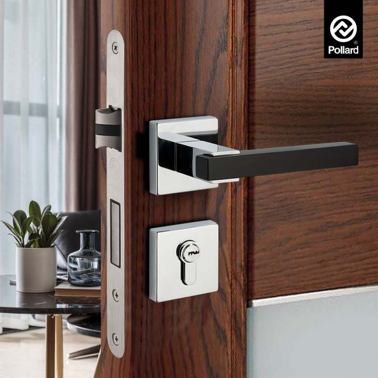 pollard博拉德 现代简约北欧黑色室内卧室房门锁静音分体门锁套装