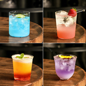 创意超薄金汤力调酒杯国风鸡尾酒杯柯林杯冰美式 咖啡气泡水玻璃杯