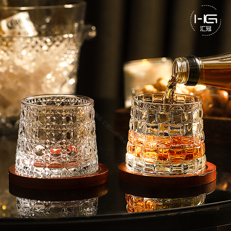 威士忌酒杯洋酒杯轻奢套装带底座