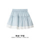 奶油 小清新蓝色花边拼接蛋糕短裙女小个子松紧腰蓬蓬裙子 宇宙