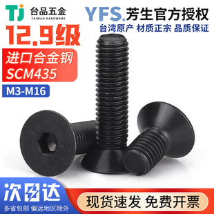 M16台湾芳生平头螺丝钉12.9级高强度内六角沉头SCM435栓 M3M4M5