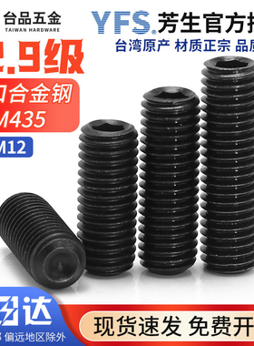 M3M4M5M8M10M12台湾芳生无头紧定螺丝12.9级内六角凹端机米SCM435