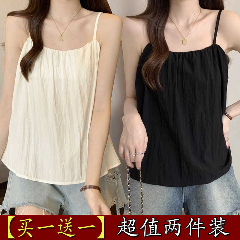 宽松夏季棉麻吊带新款法式