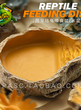 爬宠食盆仿岩石泡澡盆爬虫陆龟蜥蜴角蛙蛇守宫水盆宠物饮水盘造景
