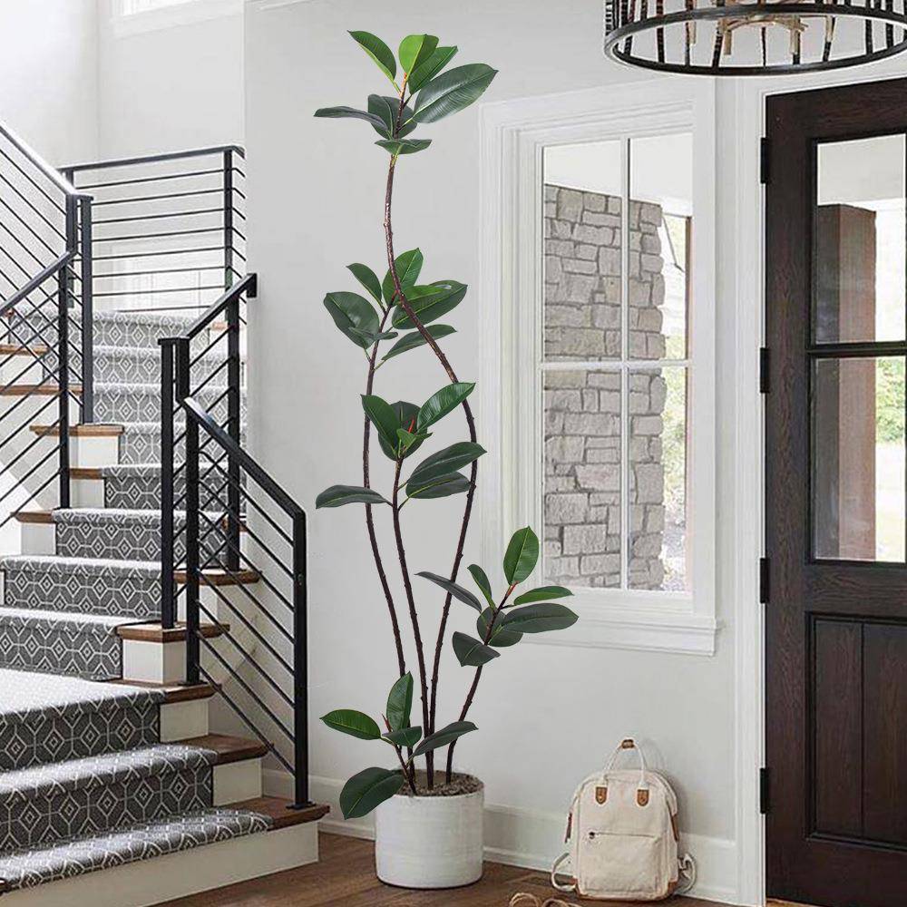 侘寂仿真绿皮植黑金刚橡黑金刚橡皮风树大盆栽室内厅植客物橡榕室