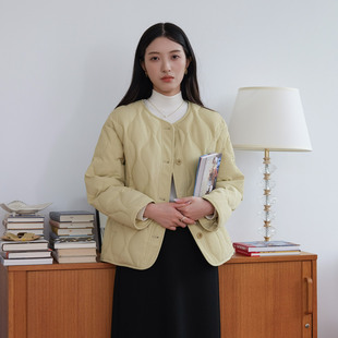 然若 双层空气面料 黄色短款羽绒服女冬季2025新款小个子保暖外套