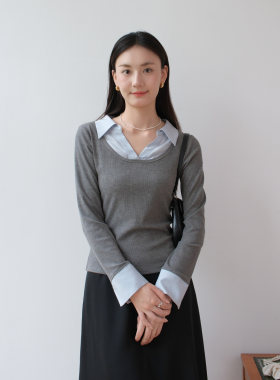 然若 单穿韩系假两件长袖上衣女2026新款早秋季长袖T恤打底衫小衫