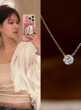 露思同款项链女超闪D色50分莫桑石鼻屎钻S925银镀18k金轻奢锁骨链