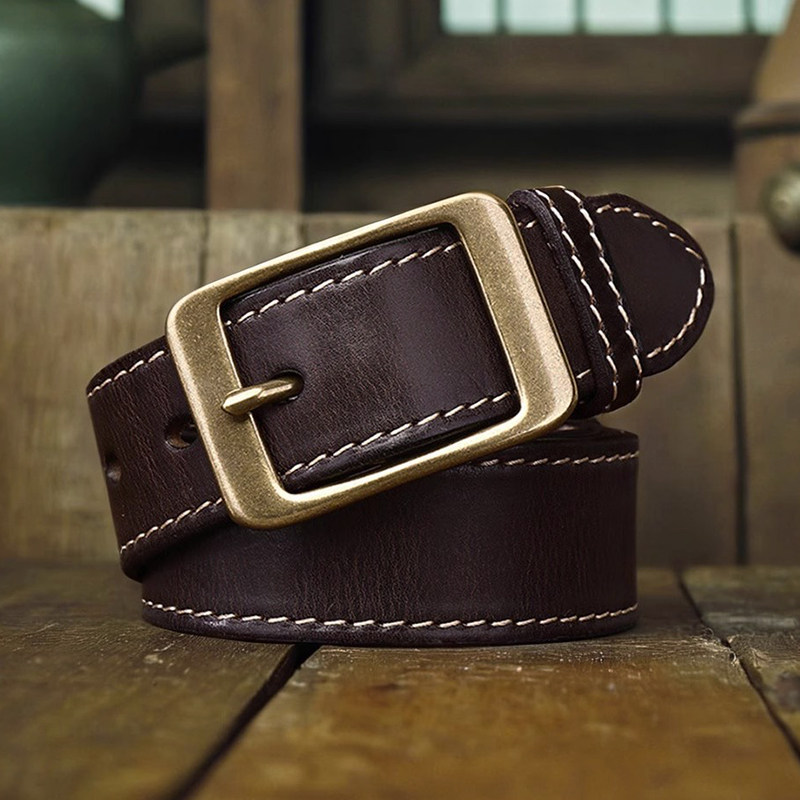 皮带男士真皮针扣头层纯牛皮腰带青年休闲简约缝线百搭时尚韩版潮,服饰配件/皮带/帽子/围巾,腰带/皮带/腰链,淘宝优惠券,粉丝福利购,淘宝优惠卷