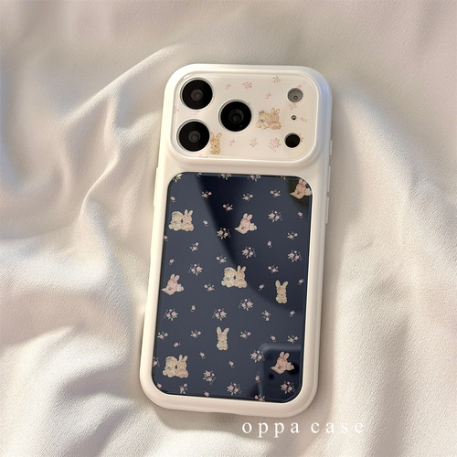早春ins风碎花兔子适用苹果17promax手机壳iphone17新款15pro女款14秒变16滴胶16pro防摔17pro保护套挂绳