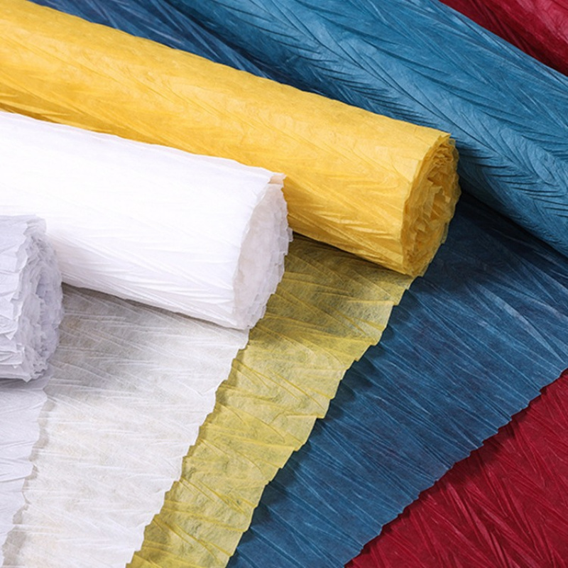 百褶纸褶皱纱鲜花花艺包装纸材料黑色白色皱纹纸手揉复古色造型纱