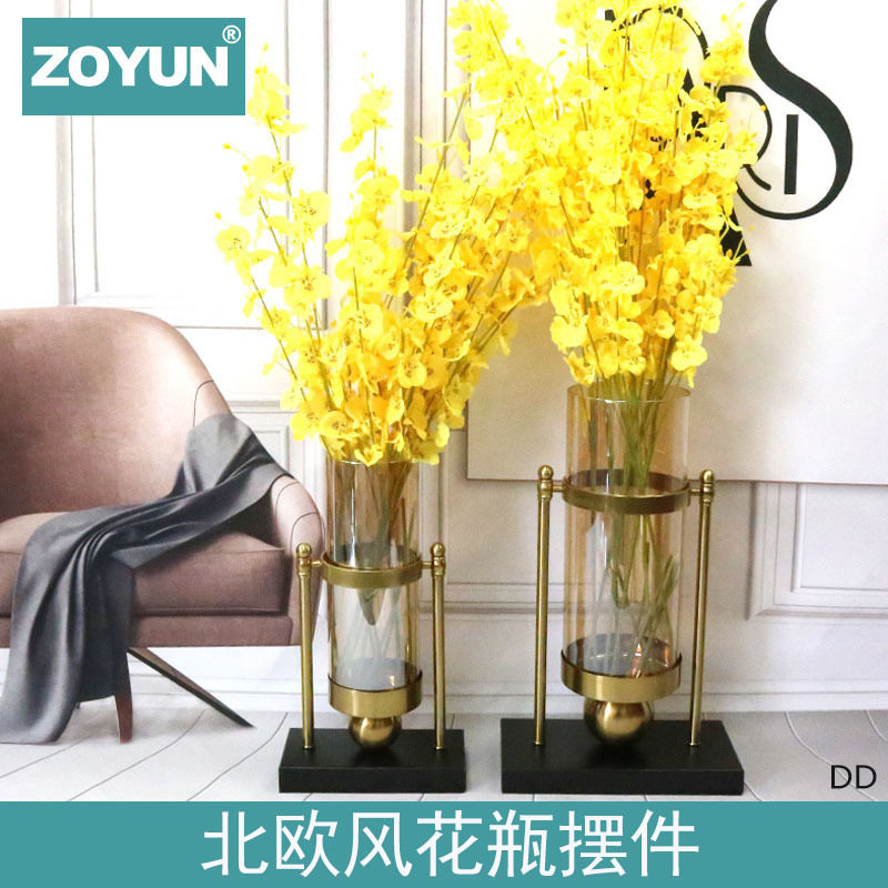 欧式玻璃花瓶插花摆件灯笼储水花瓶样板房间摆件客厅餐桌软装饰品