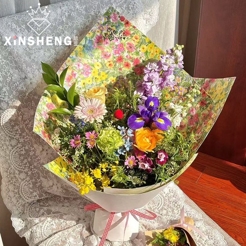 田园风雪梨纸鲜花束包装材料创意