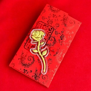直销黄金玫瑰花红包简约氛围感情人节礼物商业节日小礼物
