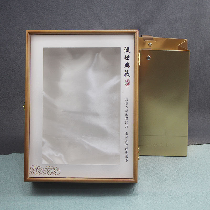 实木鱼胶海货礼盒原木色通用大窗口花胶干货包装盒收藏展示礼盒