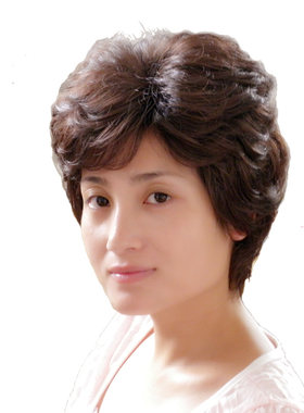 女士方脸中老年假发