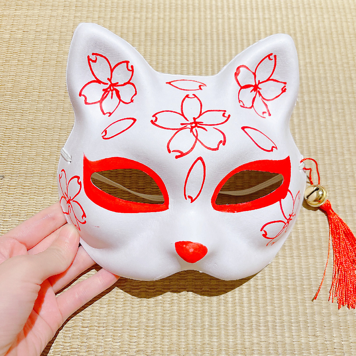 日式和风手绘半脸纸浆狐狸猫脸面具