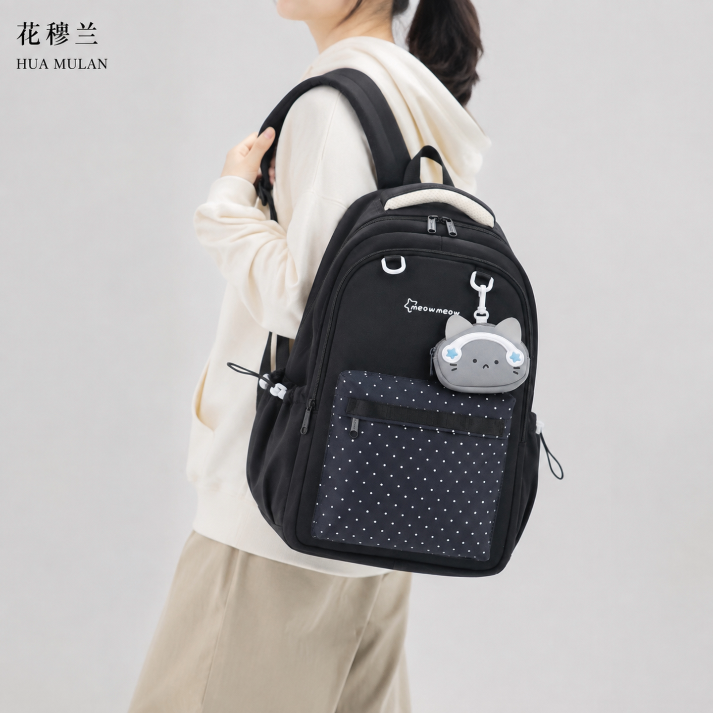 日系波点女学生大容量双肩包