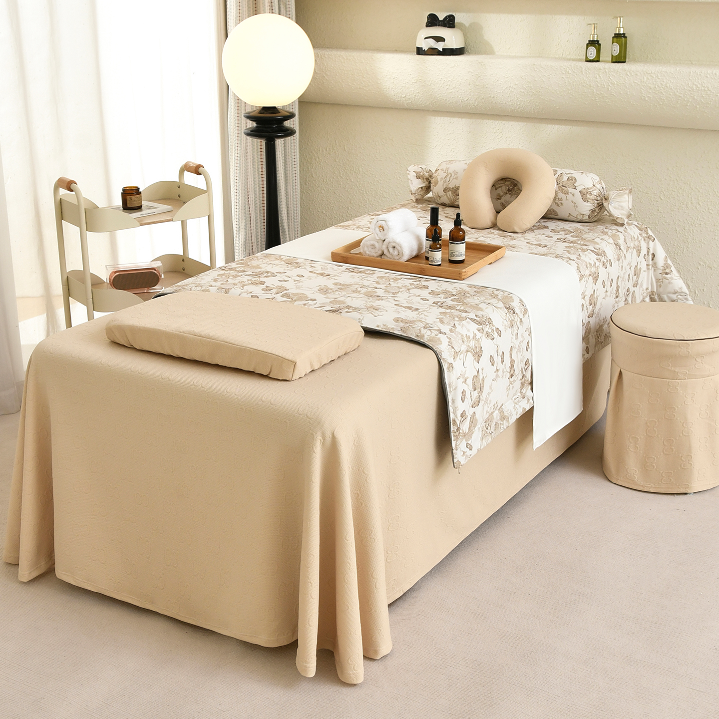 一片式美容床罩四件套高档轻奢美容院专用按摩理疗洗头床单床罩套