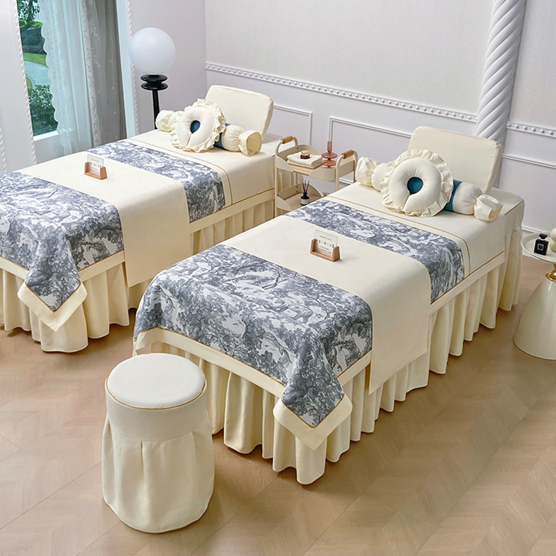 新款美容院床罩四件套高档轻奢美容专用推拿按摩洗头床套四季通用