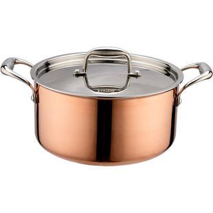 优太无涂层三层铜304不锈钢汤锅加厚锅具双耳火锅炖锅不粘锅24cm