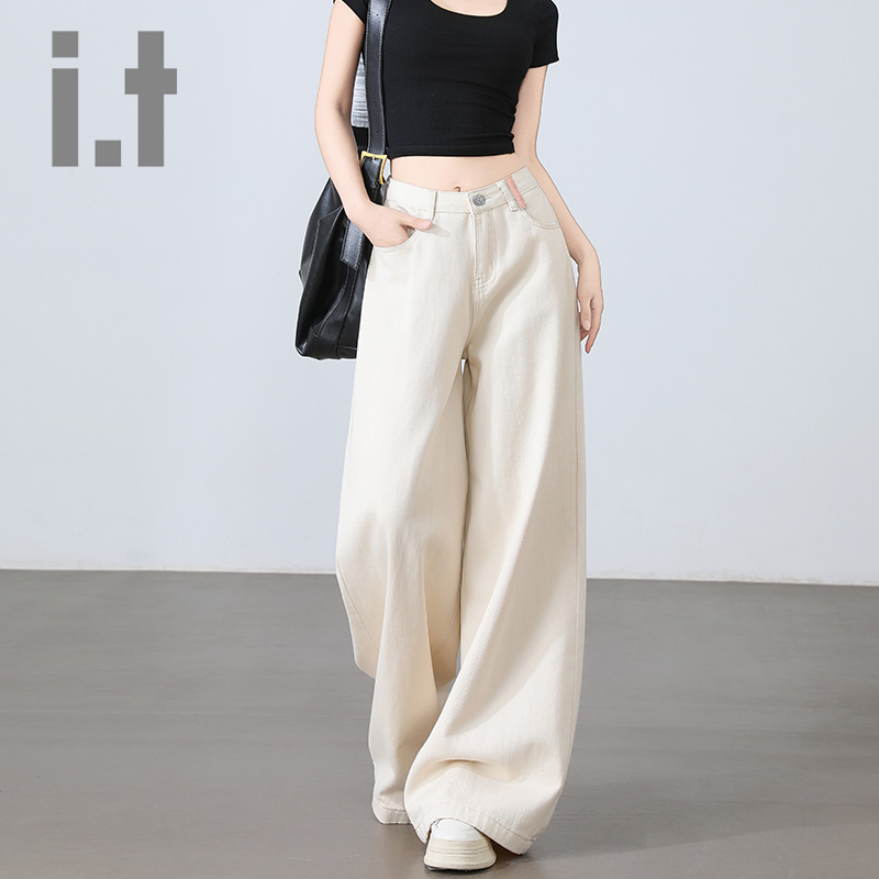 it:CHOCOOLATE高腰宽松显瘦直筒阔腿牛仔裤女2025垂感拖地裤