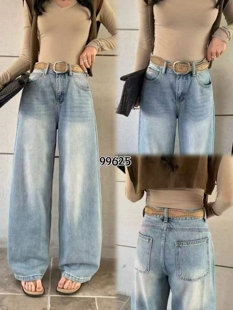 2026春款JEANS浅蓝色99625牛仔裤女宽松直筒裤弯刀裤拖地裤镰刀裤