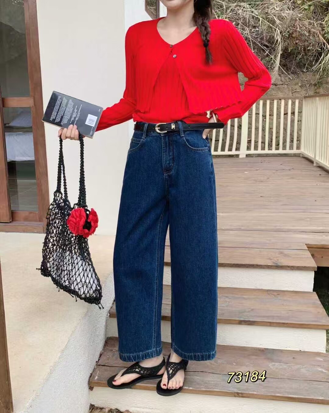 2026春款JEANS过得好73184牛仔裤女宽松奶奶裤九分普洗压线弯刀裤