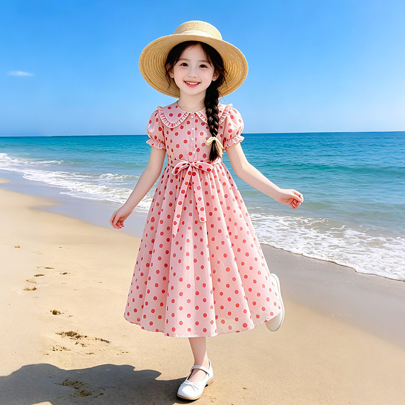 女童夏季甜美波点收腰显瘦公主裙